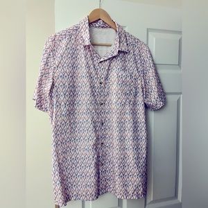 Patterned PFG Short Sleeved Button Down